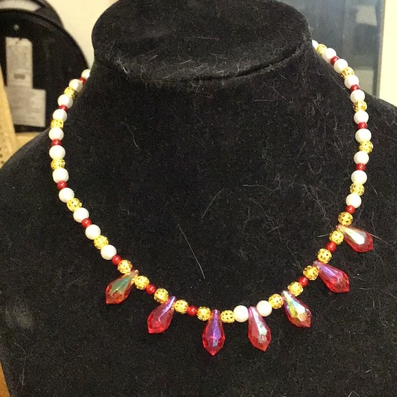 3 pieces ... JEWELRY SET .. red, white and gold ..... ns-2 - Picture 7 of 7